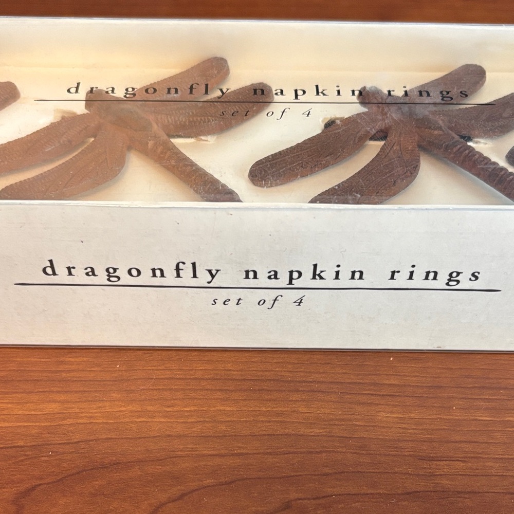 Pier 1 Set of 4 Brown Dragonfly Napkin Rings - Picture 3 of 3
